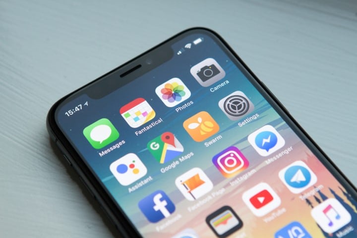 Phone displaying apps